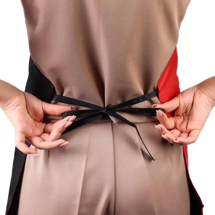 Фартук для мастера, 62&times;80(&plusmn;1) см, с карманом, чёрный/красный