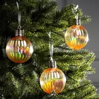 Набор ёлочных шаров &laquo;Золотистые грани&raquo;, 3 шт., d=7 см, 3 LED, от батареек AG13&times;9, свечение тёплое белое