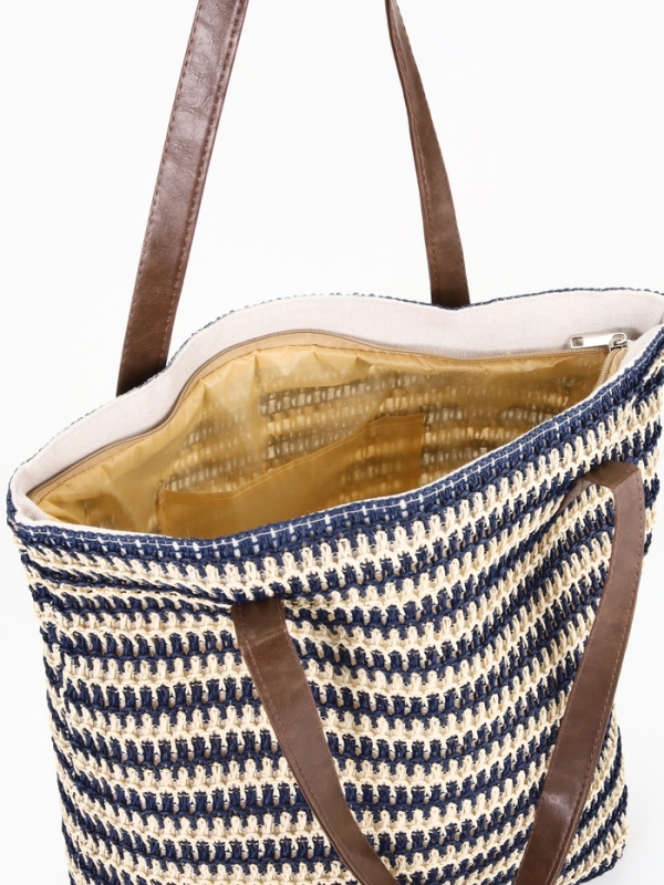 Сумка пляжная Полосы, 45*12*38, отд на молнии, подкладка, бело/синий Сумка пляжная Полосы, 45*12*38, отд на молнии, подкладка, бело/синий