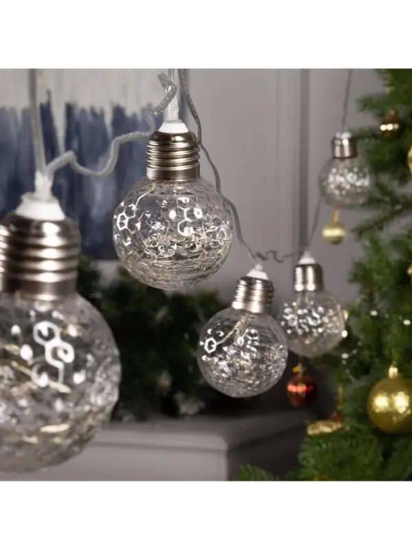Гирлянда &laquo;Нить&raquo; 3 м с насадками &laquo;Лампочки шары&raquo;, IP20, прозрачная нить, 80 LED, свечение белое, 8 режимов, 220 В
