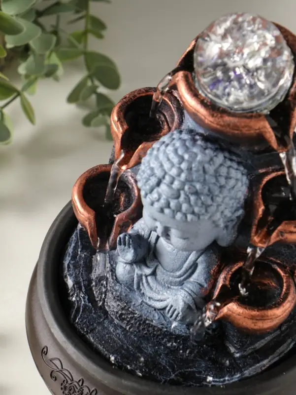 Фонтан настольный от сети, подсветка "Будда - мудра" 16х16х22 см