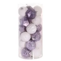 Ёлочные игрушки &laquo;Изабель&raquo; грани, шары новогодние, d=6 см, набор 24 шт., белый/сиреневый