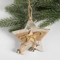 Ёлочная игрушка новогодняя деревянная &laquo;Звезда&raquo;, 10&times;10 см