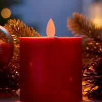Светодиодная свеча восковая &laquo;Глубокий красный&raquo;, 10&times;7 см, от батареек АААx3, свечение тёплое белое
