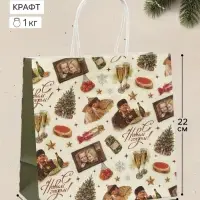 Пакет подарочный &laquo;Ирония судьбы, С новым годом&raquo;, Мосфильм, 22&times;22&times;11 см, крафт