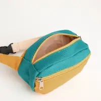 Сумка детская поясная на молнии, наружный карман, жёлтая, бирюзовая