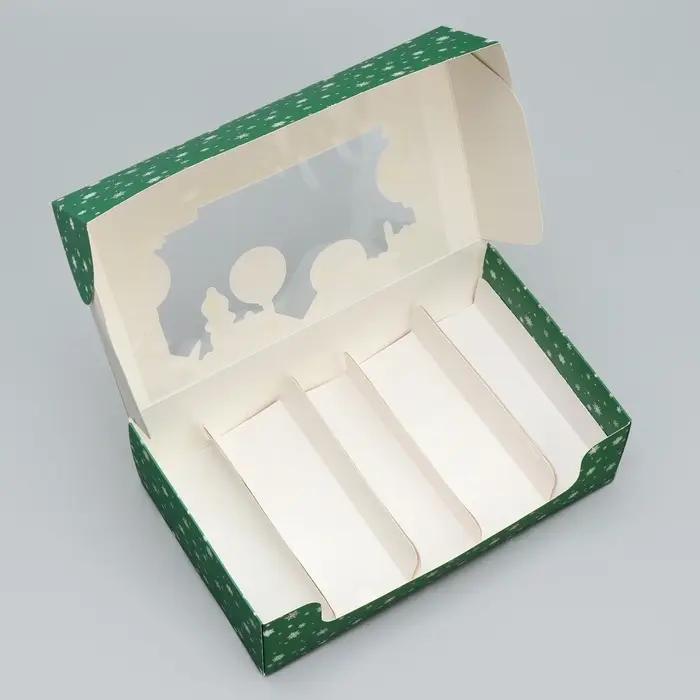 Коробка для эклеров с вкладышами &laquo;С Новым годом!&raquo;, ветки, 25&times;15&times;7 см