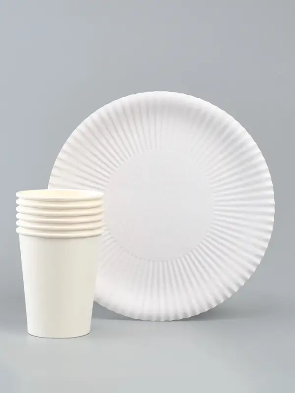 Посуда бумажная одноразовая &laquo;Белый&raquo;, 6 стаканов, 6 тарелок
