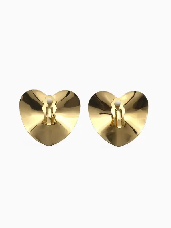 Серьги клипсы для ушей QF &laquo;Тренд. Сердечко&raquo;, металл, цвет золото