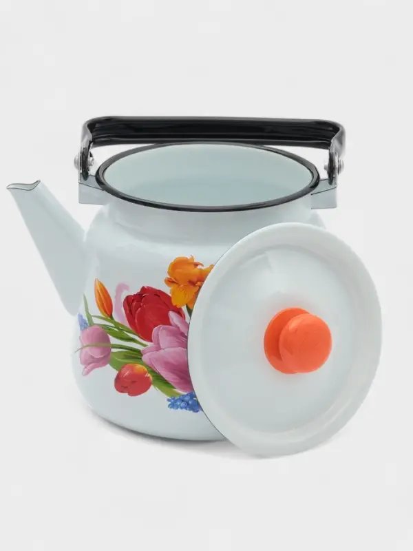 Чайник &laquo;Тюльпан Май&raquo;, 3.5 л, эмалированная сталь, белый
