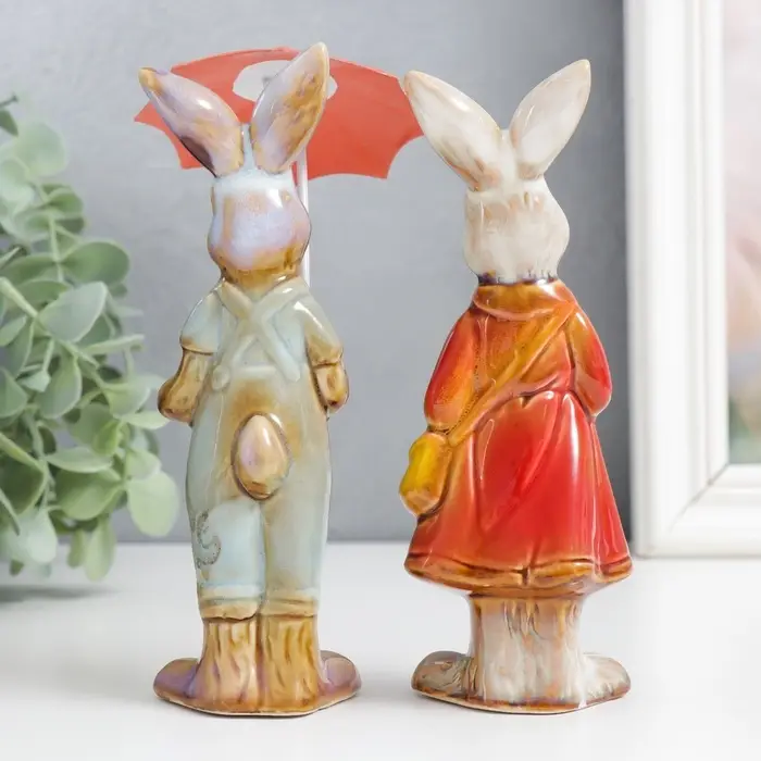 Фигурка керамика &laquo;Заюшка - под зонтом&raquo;, 15.5&times;4.5&times;5 см, МИКС