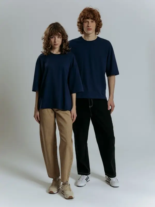 Футболка оверсайз унисекс Base Space, темно-синяя, размер XS/S