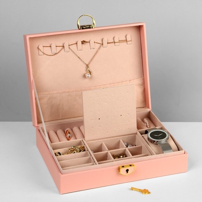 Подставка для украшений &laquo;Шкатулка&raquo; 1 ярус, 17&times;23&times;6,5 см, цвет розовый