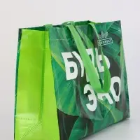 Сумка-пакет из нетканого материала с ламинацией, зелёный, эко, 36&times;46&times;16 см