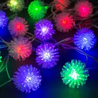 Гирлянда &laquo;Нить&raquo; 5 м с насадками &laquo;Ёжики цветные&raquo;, IP20, прозрачная нить, 20 LED, свечение мульти (RG/RB), мигание, 220 В