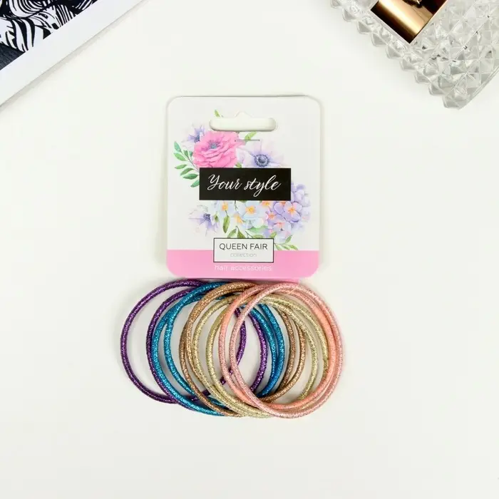 Резинка для волос Резинка для волос "Спорт люкс" (набор 10 шт) блеск нюд, 3 см, микс