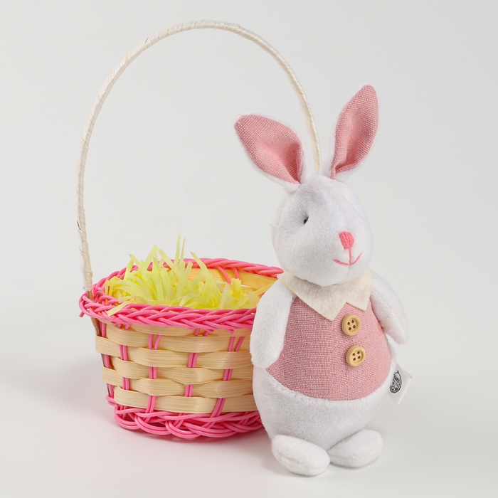 Мягкая игрушка «Зайка в костюме», цвет розовый Мягкая игрушка «Зайка в костюме», цвет розовый