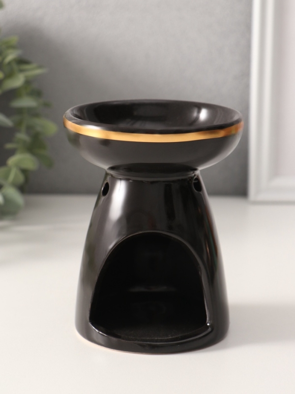 Аромалампа керамика Аромалампа керамика "Древо жизни" чёрная с золотом 9,3х9,3х11,8 см