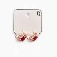 Серьги со стразами &laquo;Эдель. Ажурный овал&raquo;, красный в золоте