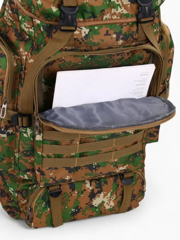 Рюкзак тактический туристический Adventure, 70 л, с карманами, расцветка пиксели, зелёный