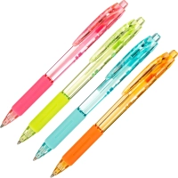 Ручка шариковая автомат. Deli EQ057-BL,син,пулев.нак,0,7мм,рез.грип,4цв.асс