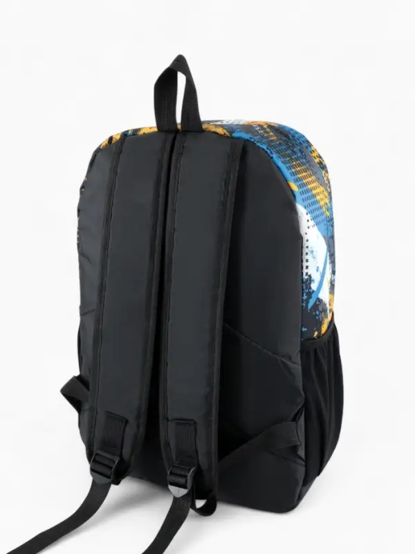 Рюкзак школьный на молнии, с карманом, с абстрактным принтом, однотонный, размер 29&times;12&times;42 см, голубой/жёлтый