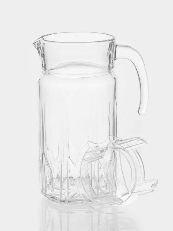 Кувшин Paşabah&ccedil;e Karat, 1.5 л, с прозрачной акриловой крышкой, стекло, прозрачный