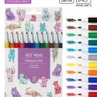 Фломастеры 12 цветов BrunoVisconti HappyColor, МИКС