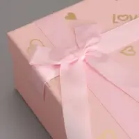 Набор подарочных коробок 3 в 1, прямоугольные, розовый с золотыми сердечками, 23&times;16&times;9.5; 21&times;14&times;8; 19&times;12&times;6.5 см