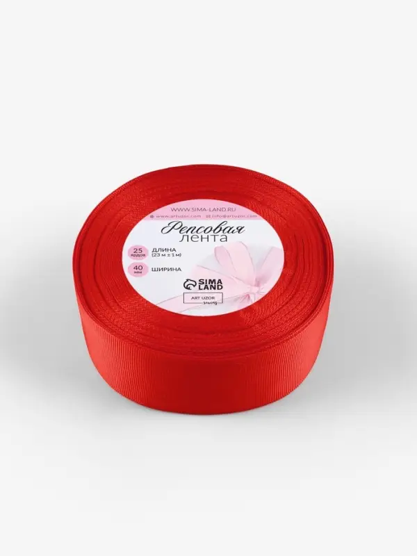Лента репсовая, 40 мм, 23&plusmn;1 м, красная №26