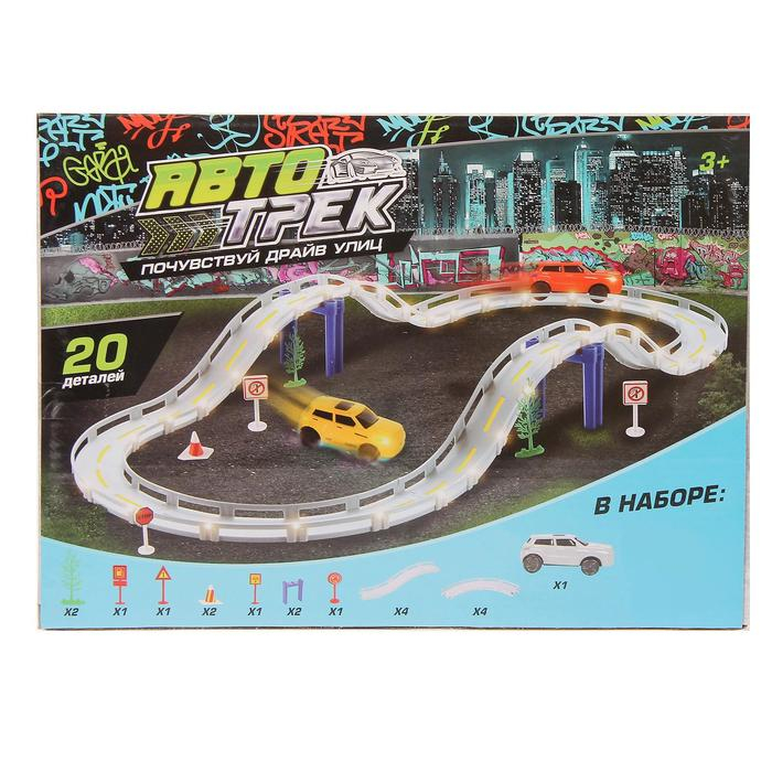 Автотрек «Граффити», в наборе 1 машина и дорожные знаки, длина трассы 180 см, работает от батареек, 20 деталей Автотрек «Граффити», в наборе 1 машина и дорожные знаки, длина трассы 180 см, работает от батареек, 20 деталей
