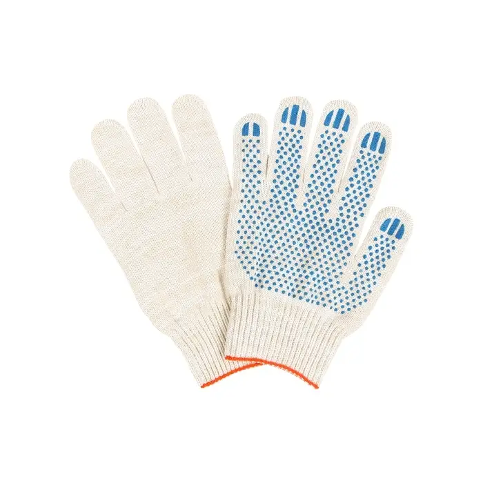 Перчатки рабочие, хб, вязка 10 класс, 6 нитей, размер 9, с ПВХ точками, белые, «ЛЕОН ГРУПП»