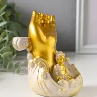 Подставка для благовоний &laquo;Будда и рука&raquo;, стелющийся дым, беж с патиной, 9&times;8.5&times;11.5 см