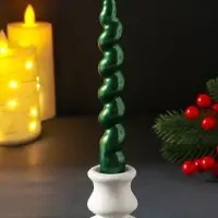 Свеча витая "LUXURY" 25*180 мм, лакированная, зеленая Свеча витая "LUXURY" 25*180 мм, лакированная, зеленая