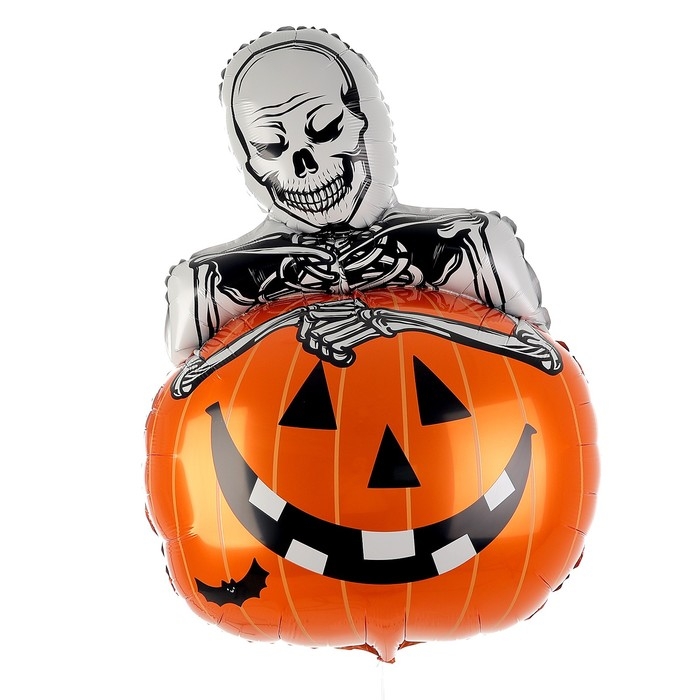Шар фольгированный 34" &laquo;Скелет на тыкве&raquo;