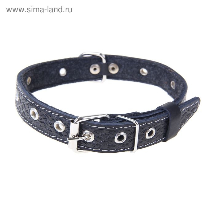 Ошейник кожаный тисненый на фетре, 54 х 2,5 см, безразмерный, микс цветов Ошейник кожаный тисненый на фетре, 54 х 2,5 см, безразмерный, микс цветов