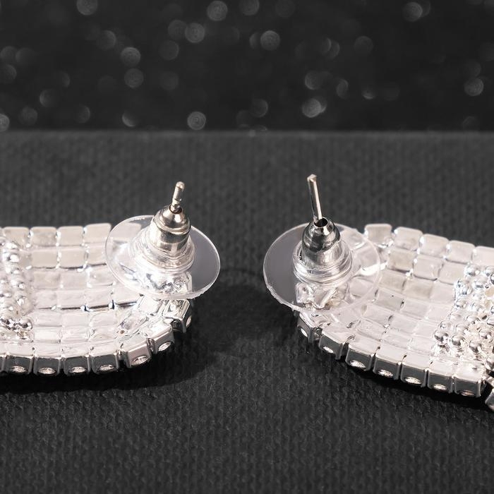 Серьги висячие со стразами «Голливуд» водопад, цвет белый в серебре, 8 см Серьги висячие со стразами «Голливуд» водопад, цвет белый в серебре, 8 см