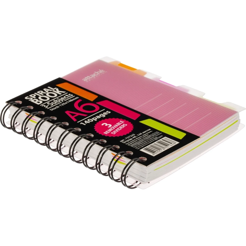 Бизнес-тетрадь 140л,кл,А6,SPIRAL BOOK Розовый,евроспир,обл.пласт,разд.84117