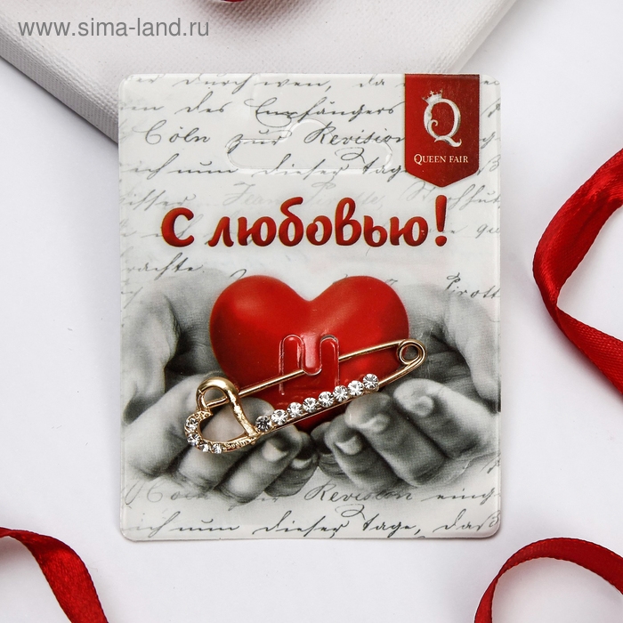 Булавка малая Булавка малая "Сердце", 3,5 см, цвет белый в золоте