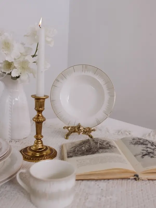 Тарелка глубокая WY Golden rays, 290 мл, d=22 см, фарфор, белая