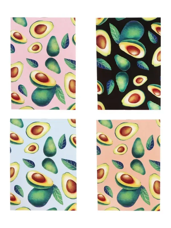 Блокнот А6, 32 листа в клетку на скрепке "Авокадо", обложка мелованный картон, блок офсет, МИКС