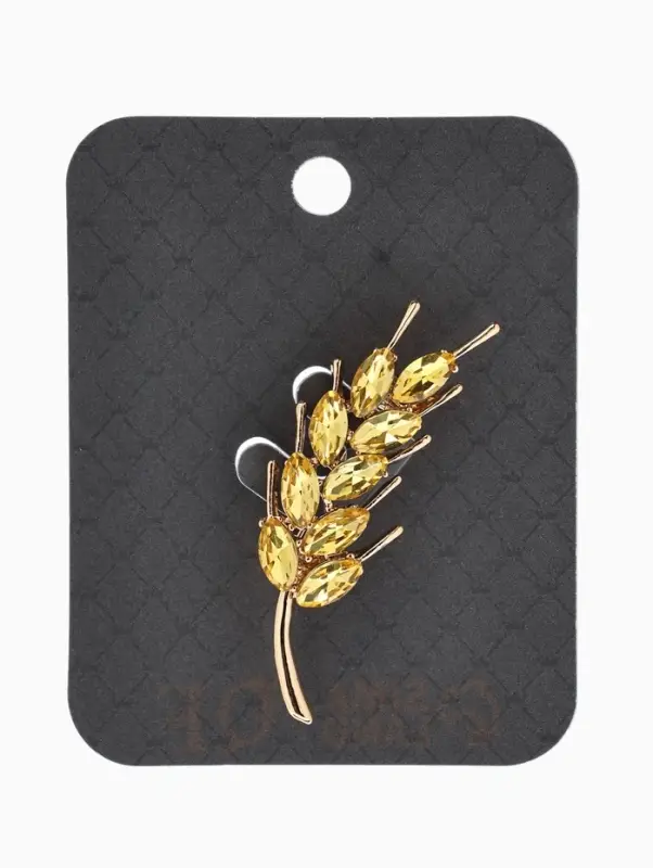 Брошь маленькая &laquo;Колосок&raquo;, жёлтая в золоте
