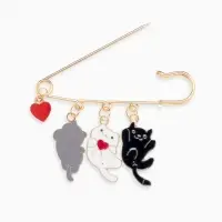 Булавка &laquo;Котята&raquo;, игривые, 7 см, цветная в золоте