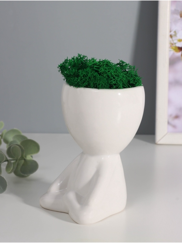 Кашпо керамика  Кашпо керамика "Мистер Грин йог" 11,5*7*8 см белый