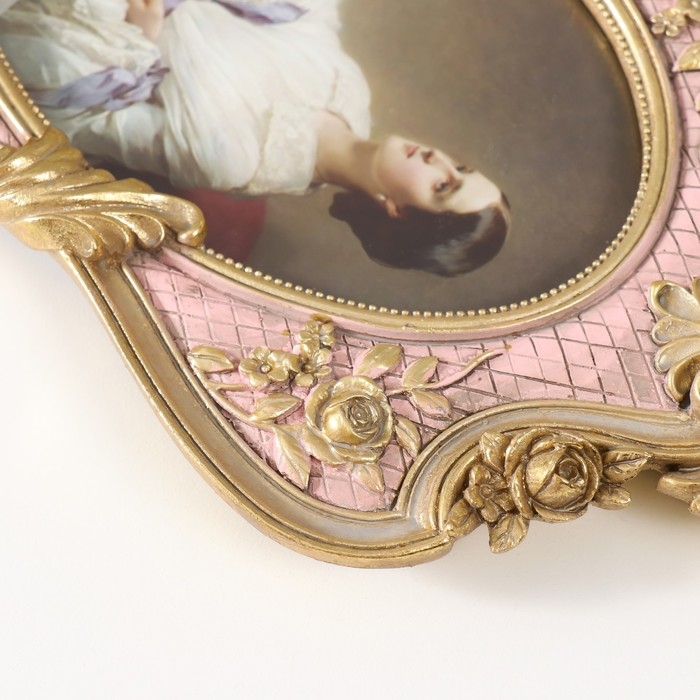 Фоторамка полистоун 10х15 см  Фоторамка полистоун 10х15 см "Венера" розовая с золотом 15,5х25 см