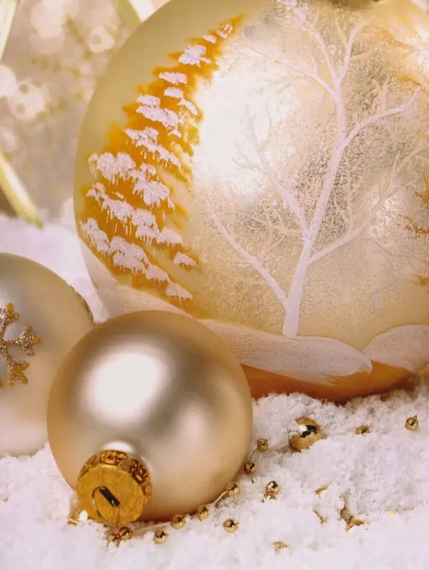 Пакет подарочный ламинированный "Золотые Новогодние игрушки", 18 х 23 х 10 см