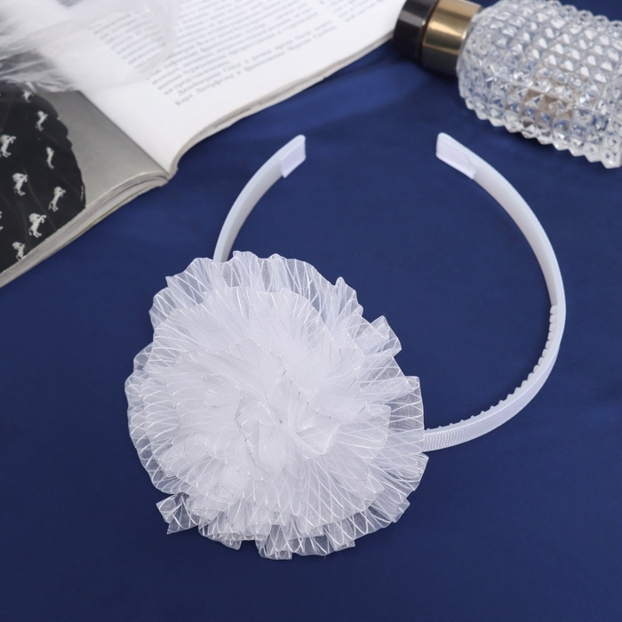 Ободок для волос  Ободок для волос "Школьница" облачко полосы, d 10 см, белый