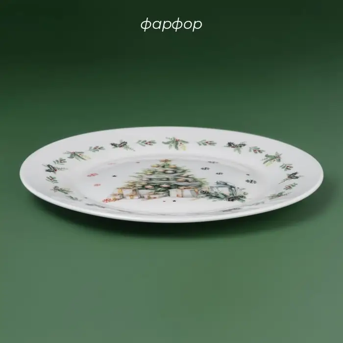 Тарелка новогодняя Доляна «Приближение чуда», d=20.5 см, фарфор, белая Тарелка новогодняя Доляна «Приближение чуда», d=20.5 см, фарфор, белая