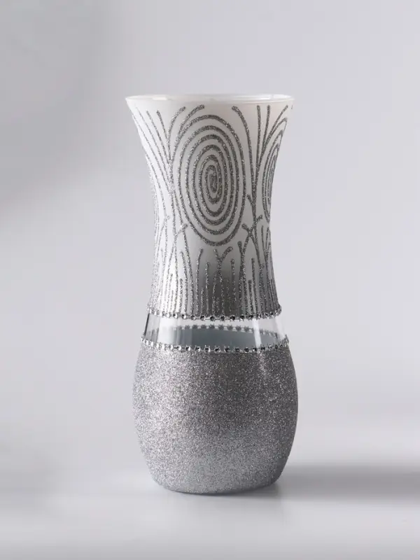 Ваза «Соблазн», волна, h=25.5 см, стекло, бело-серебристая Ваза «Соблазн», волна, h=25.5 см, стекло, бело-серебристая
