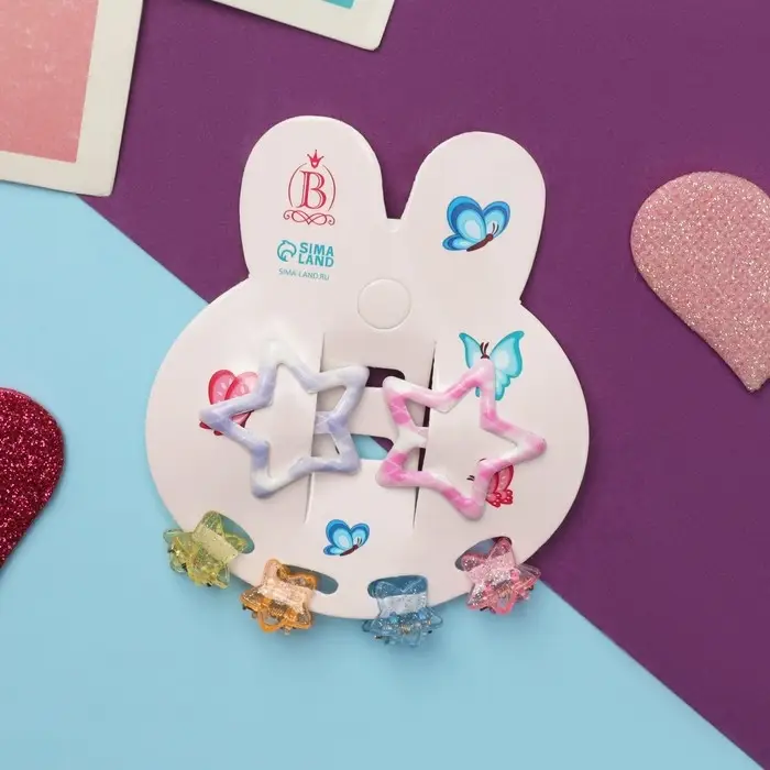 Набор для волос Набор для волос "Маленькая звездочка" (2 невидимки,4 крабика) клетка